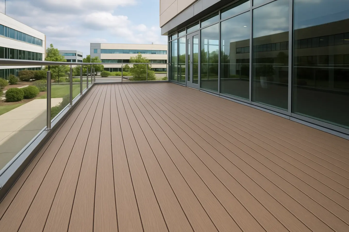 pvc-decking-with-glass-railing-on-the-building-in-lincoln-ne